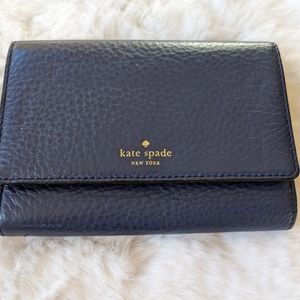 Kate Spade NY blue pebbled leather wallet
